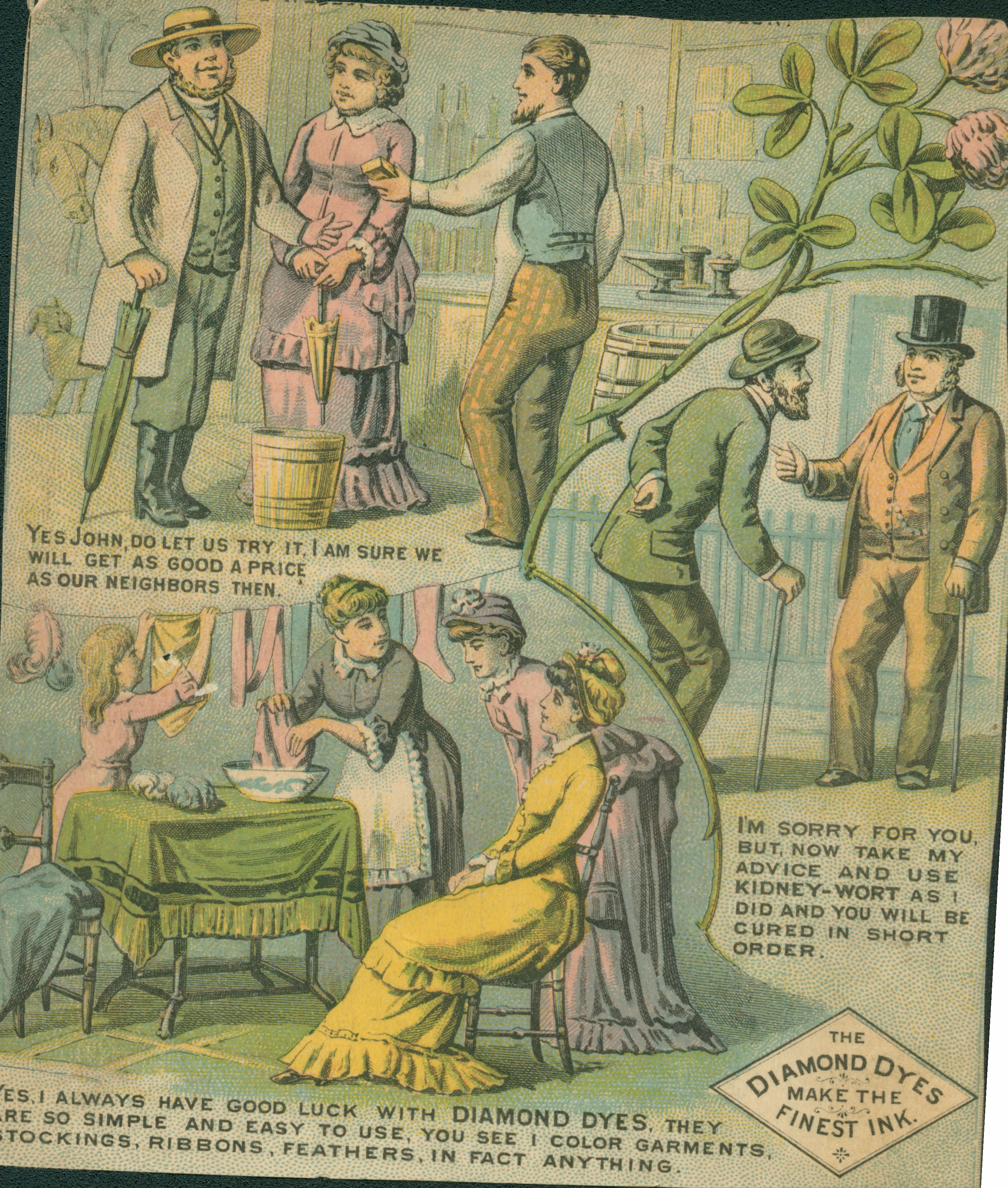 Image shows men and women in various vignettes.